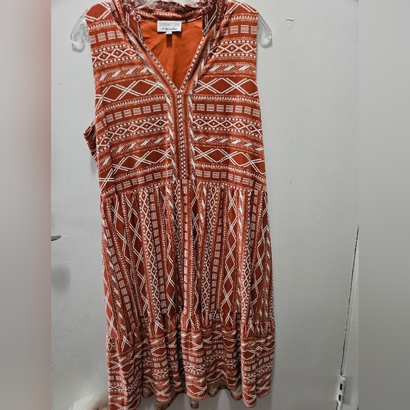 Robbie Bee Sleeveless Split Neck Puff Print Dress - Picture 4 of 9